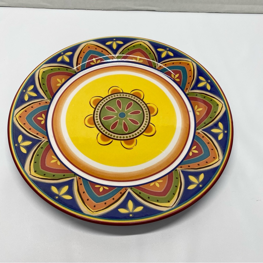Pier 1 Mexicali Print Dinner Plate Multicolored Stoneware Contemporary READ